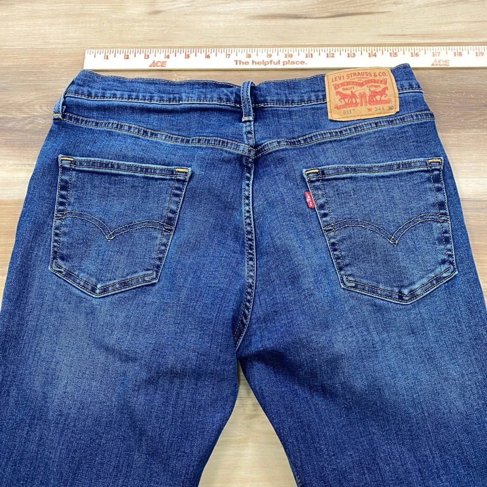 Levi's 511 Slim Fit Men 34x30 Classic Cotton Blend Stretch Jeans Blue Heritage